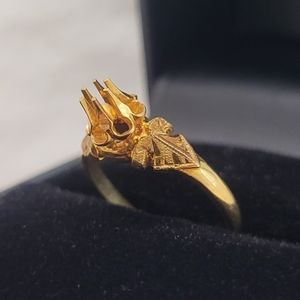 14K Gold Art Deco Vintage Antique Setting Engagement Ring for Round Cut Diamond